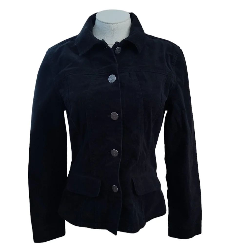 Chico's Black Corduroy Blazer/Jacket Size 0 (US Size S)